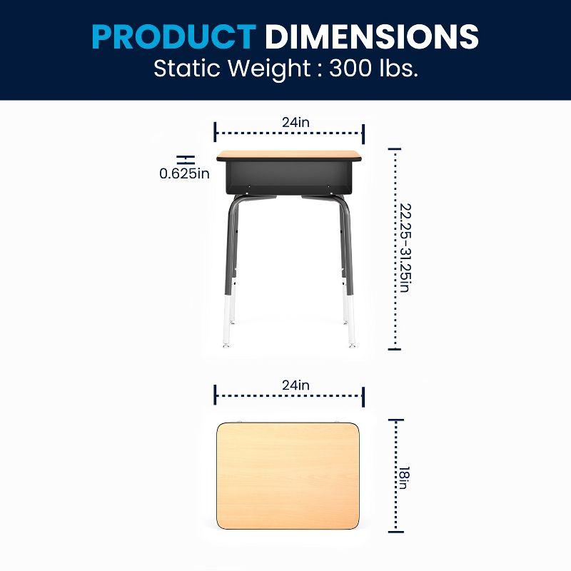 Flash Furniture Goddard Height-Adjustable Open Front Student Desk with Metal Book Box
