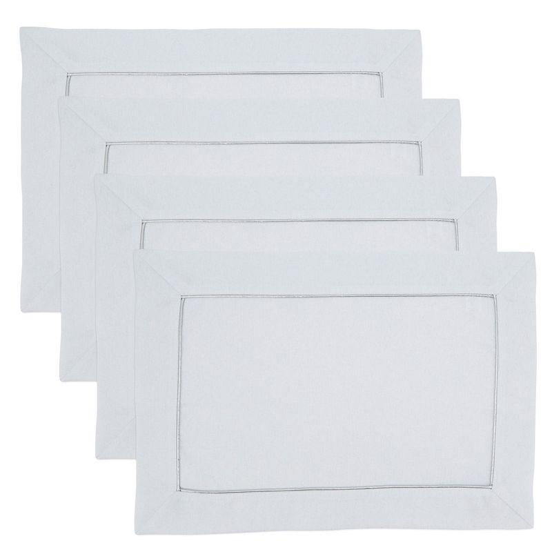 Saro Bourget Collection Shimmering Placemat with Piping Detail (Set of 4) (Set of 4)