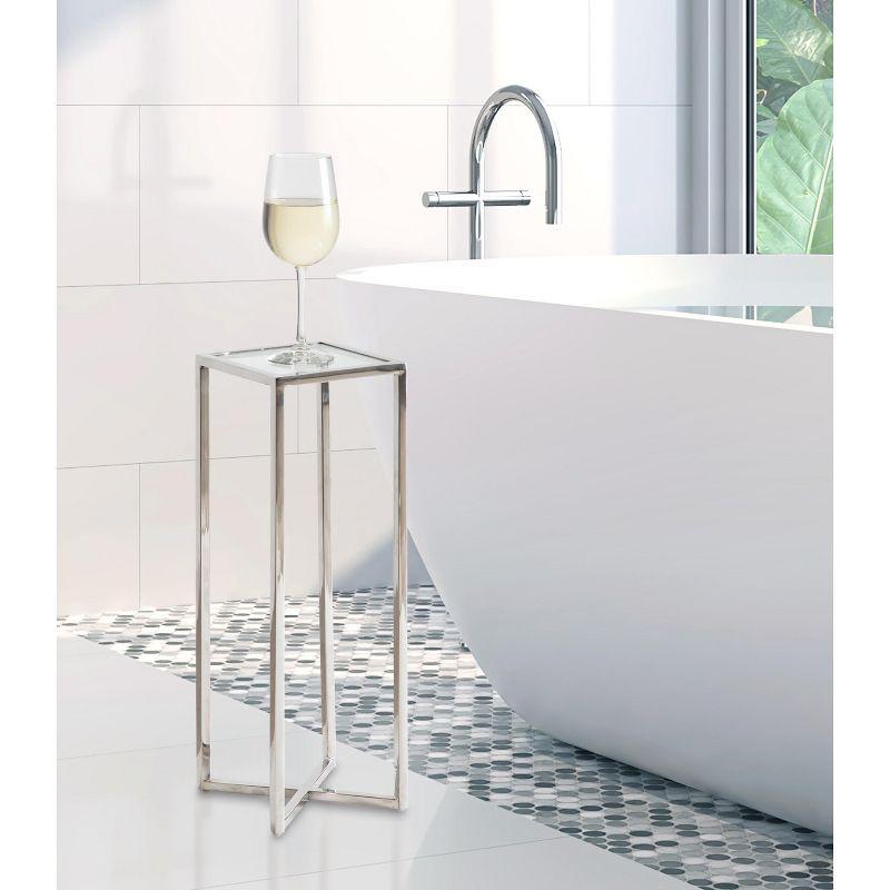 Kate and Laurel Jaspur Square Metal Drink Table, 7x7x21, Silver
