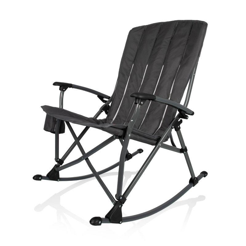 Gunmetal Gray Portable Outdoor Rocking Camp Chair with Arms