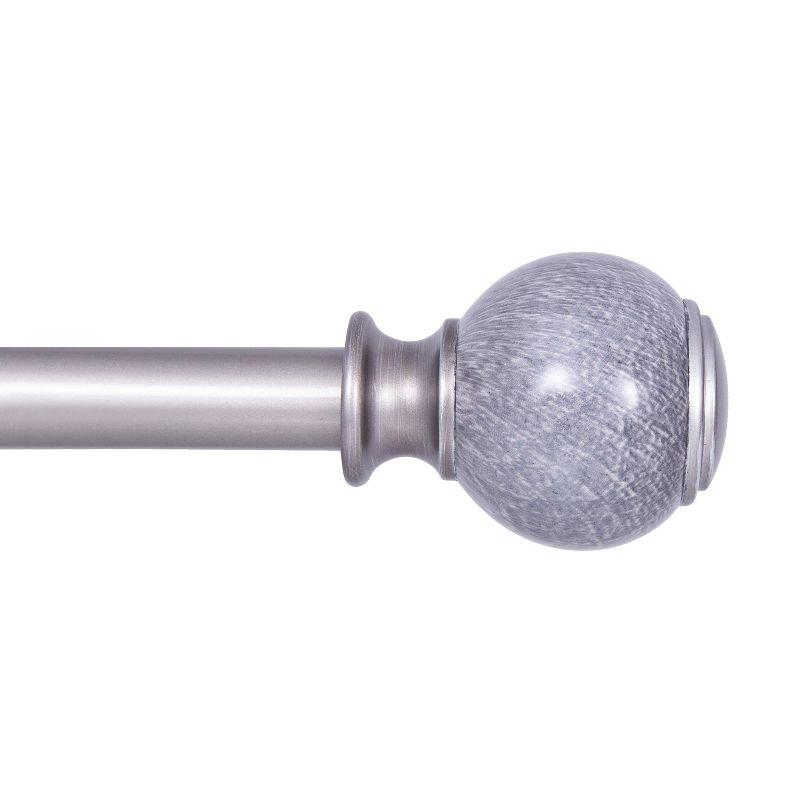 Pewter Telescoping Decorative Curtain Rod with Ball Finials