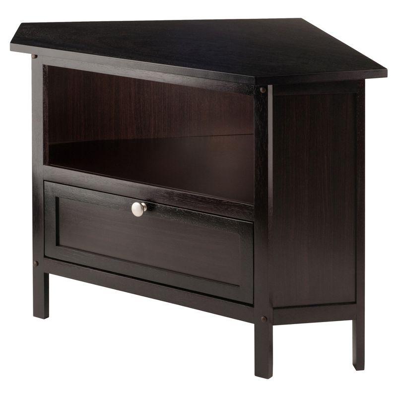 Transitional Espresso Corner TV Stand with Cabinet - Fits up to 27" TVs