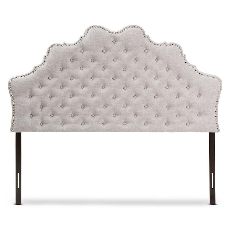 Queen Hilda Modern and Contemporary Fabric Headboard Beige - Baxton Studio: Nailhead Trim, Button-Tufted, Wood Composite