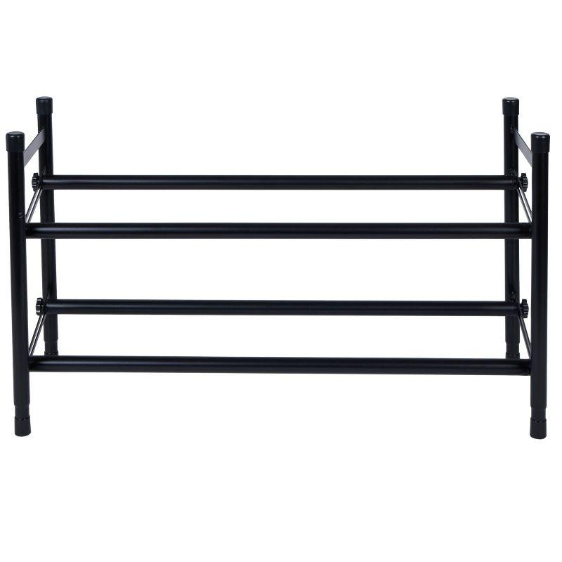 Organize It All 4 Tier Shoe Rack Organizer with Mesh Black: Iron Frame, Holds 16 Pairs, Freestanding, 29.8" Depth