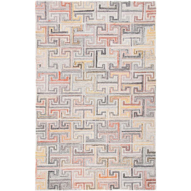 Gray and Rust Hand-Tufted Wool Area Rug