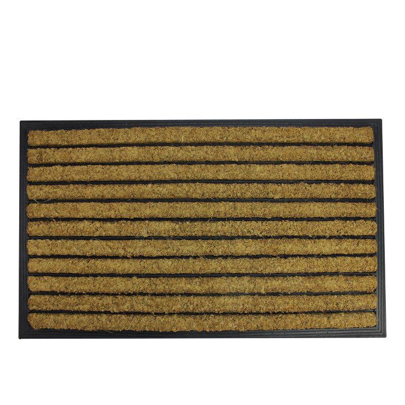 Black and Brown Striped Coir Outdoor Doormat 30" x 18"