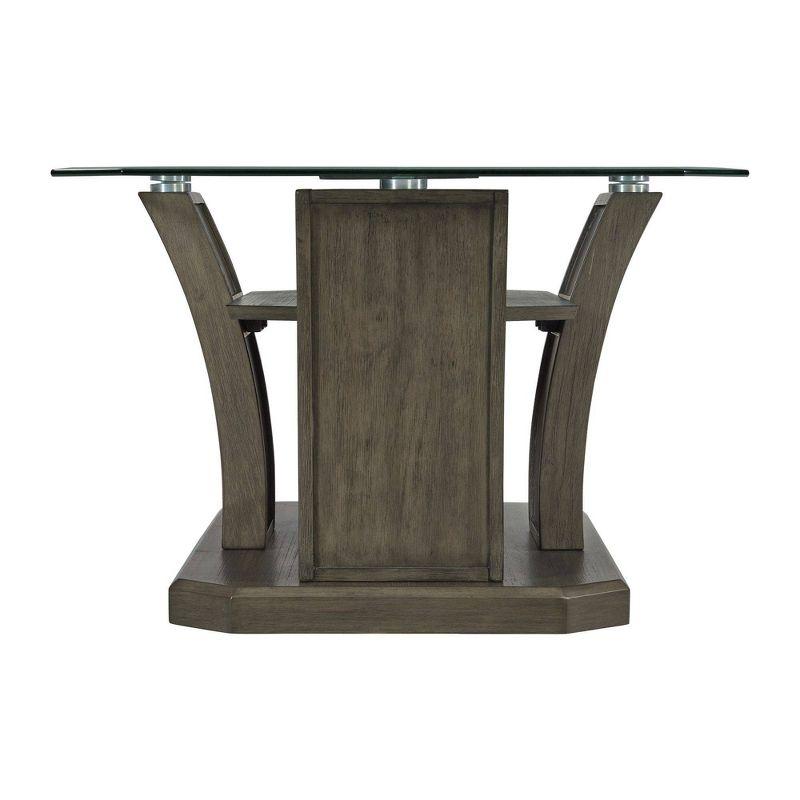 Simms Rectangular Coffee Table Gray - Picket House Furnishings: Glass Top, Pedestal Base, Chic Living Room Furniture