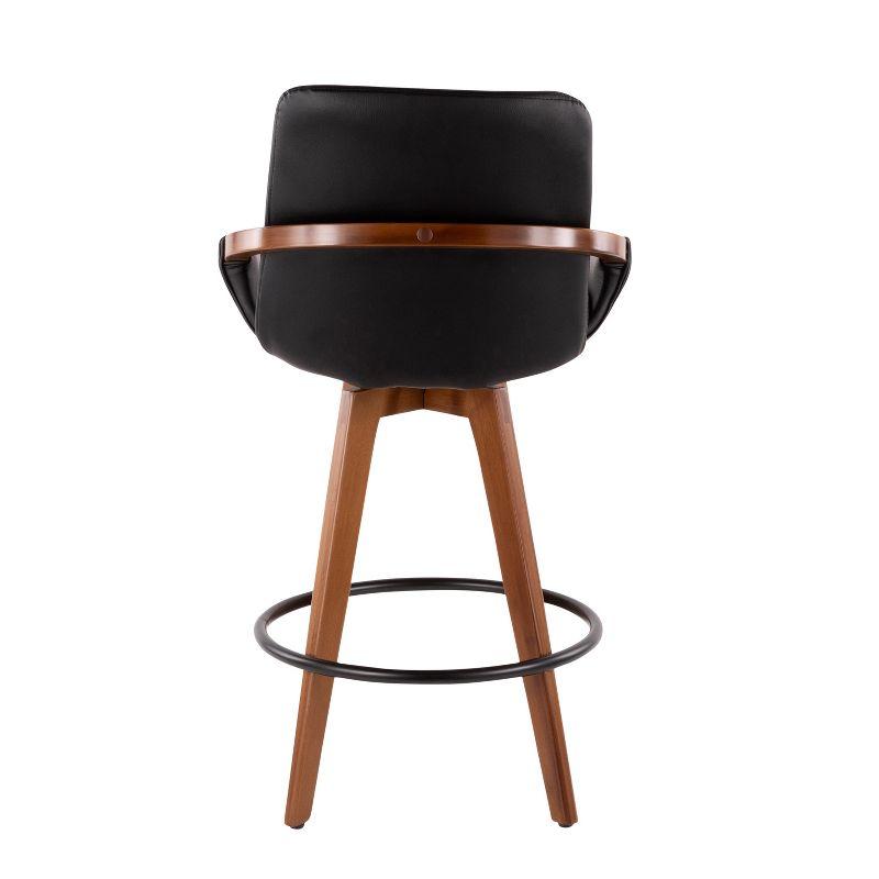 26" Cosmo Mid-Century Modern Counter Height Barstool Black - LumiSource: Upholstered, Wood Legs, 250lb Capacity