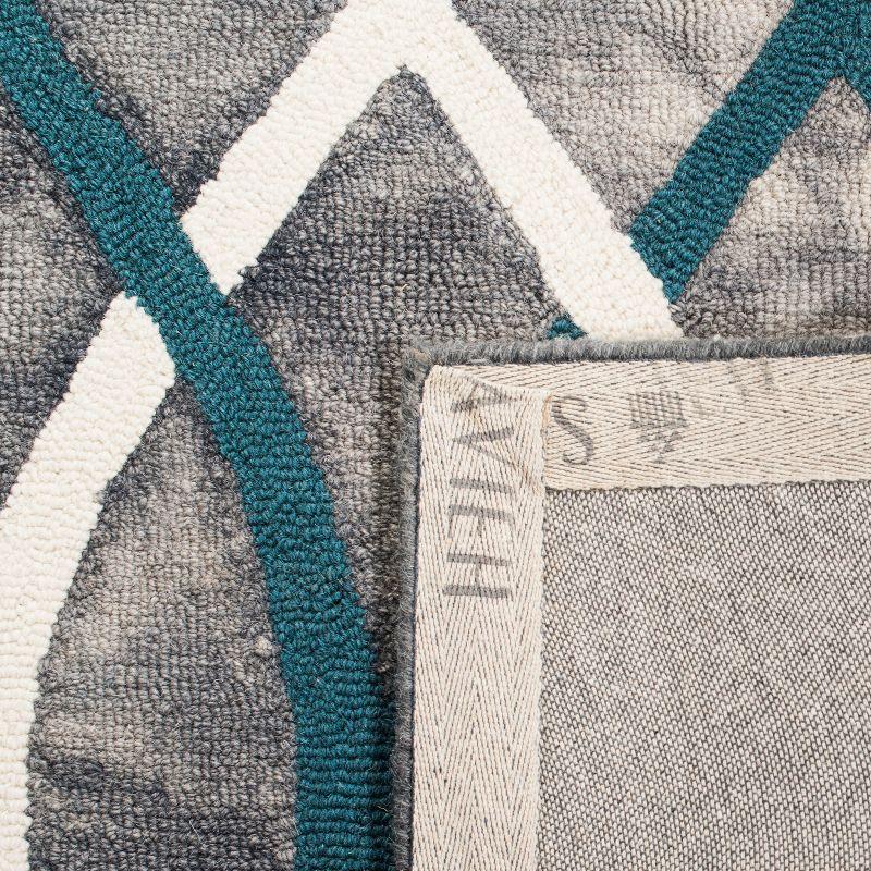 Gray and Blue Hand-Tufted Wool Runner Rug