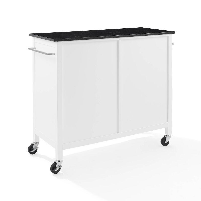Crosley Soren Granite Top Kitchen Island/Cart Black/White: Traditional Style with Caster Wheels, Storage & Assembly Tools Provided