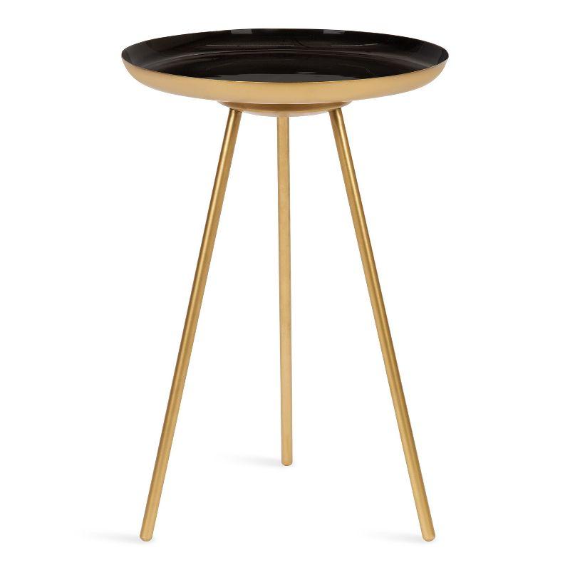 Kate and Laurel Laranya Round Metal Side Table, 15x15x22.5, Black and Gold