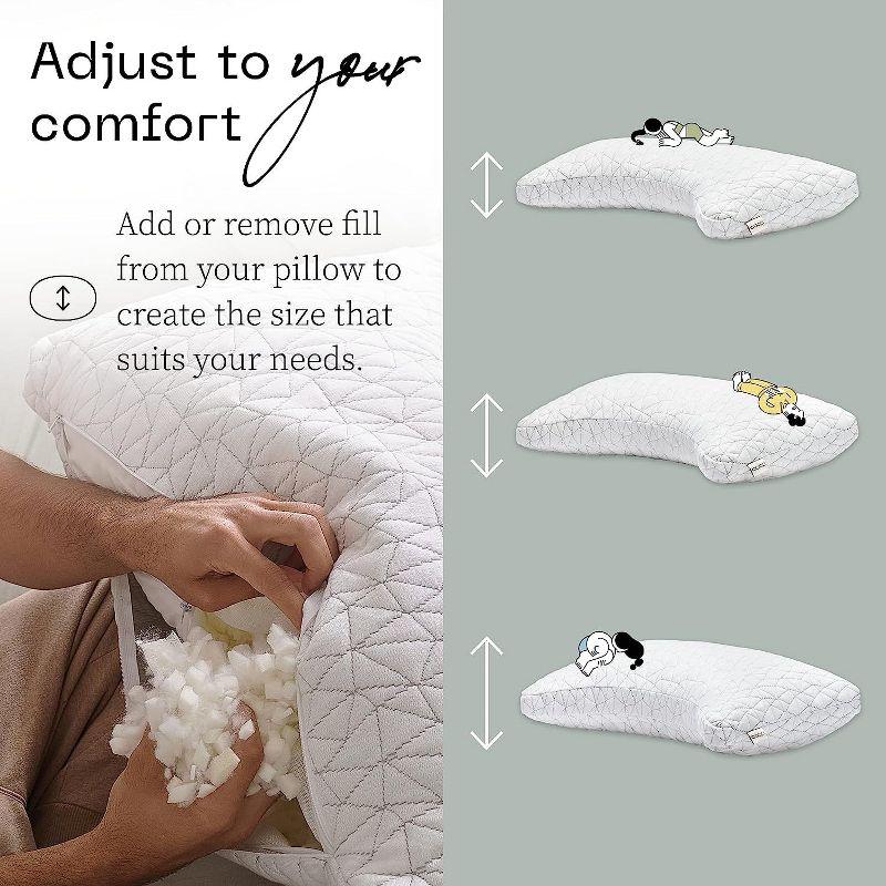 Coop Home Goods The Original Crescent Adjustable Pillow, Queen Bed Pillows for Shoulder, Neck & Head Support - Medium Firm for Back & Side Sleeper