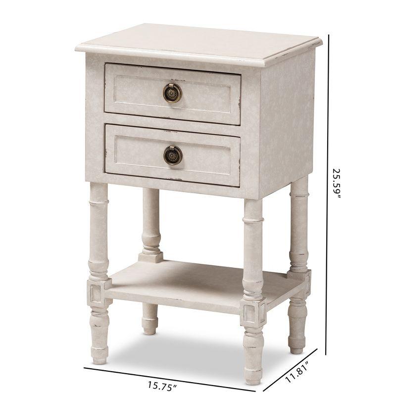 Baxton Studio Lenore Country Cottage Farmhouse 2 Drawer Nightstand White: Bedside Table with Anti-Tip Hardware