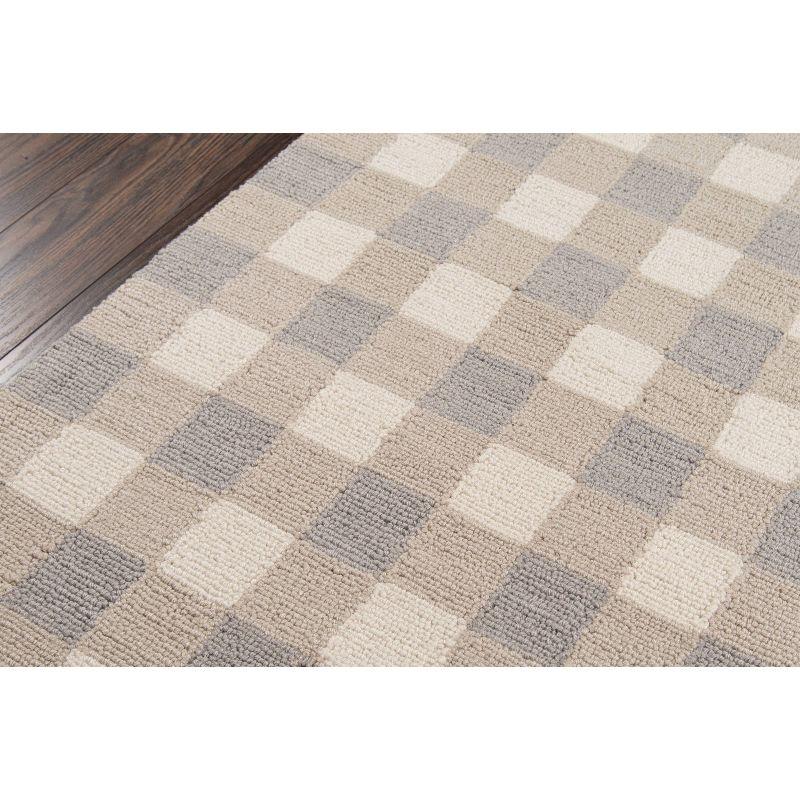 Gingham Rug - Gray - (2'3" x7'6") - Momeni: Geometric Tufted Runner, Indoor Low Pile, Cotton Backing
