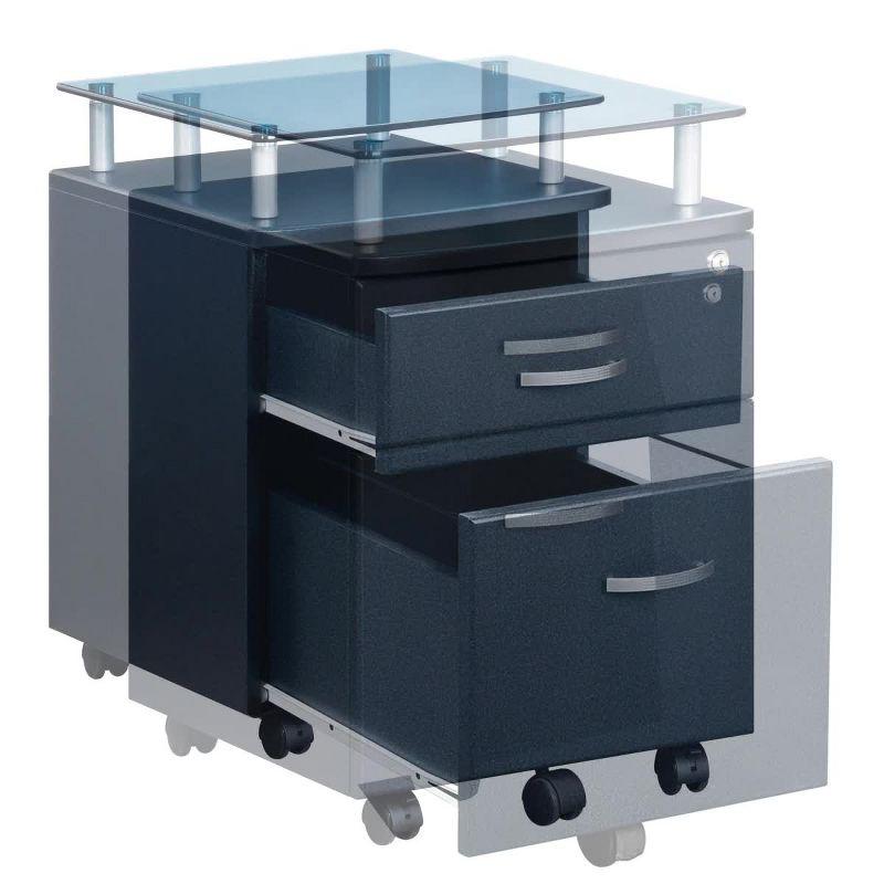 Rolling and Locking File Cabinet Gray - Techni Mobili: Secure MDF Office Storage, 5 Casters, Lockable Drawers