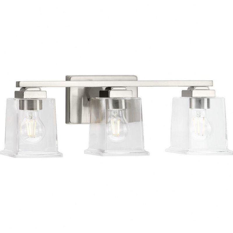 Progress Lighting Gilmour 3-Light Vanity Light, Brushed Nickel, Clear Glass Shades