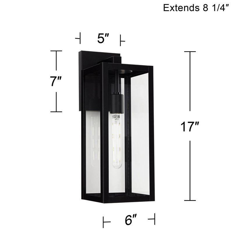 John Timberland Titan Modern Outdoor Wall Light Fixtures Set of 2 Mystic Black Rectangular Frame 17" Clear Glass for Post Exterior Barn