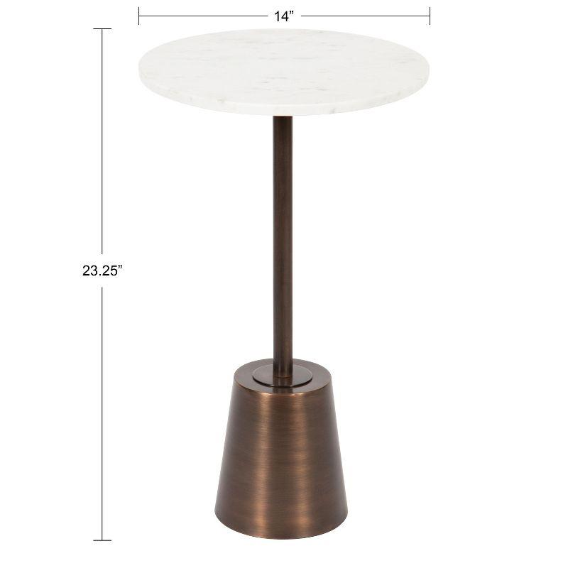 Kate and Laurel Tira Round Metal Side Table, 14x14x24, Bronze and White