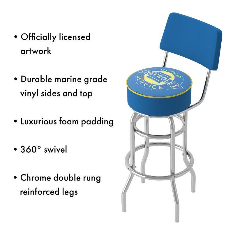 Trademark Global Chevy Super Service Swivel Upholstered Counter Stool with Metal Frame