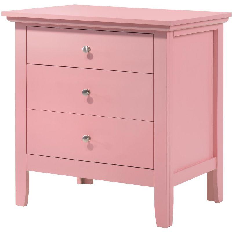 Passion Furniture Hammond 3-Drawer Pink Nightstand (26 in. H x 24 in. W x 18 in. D)