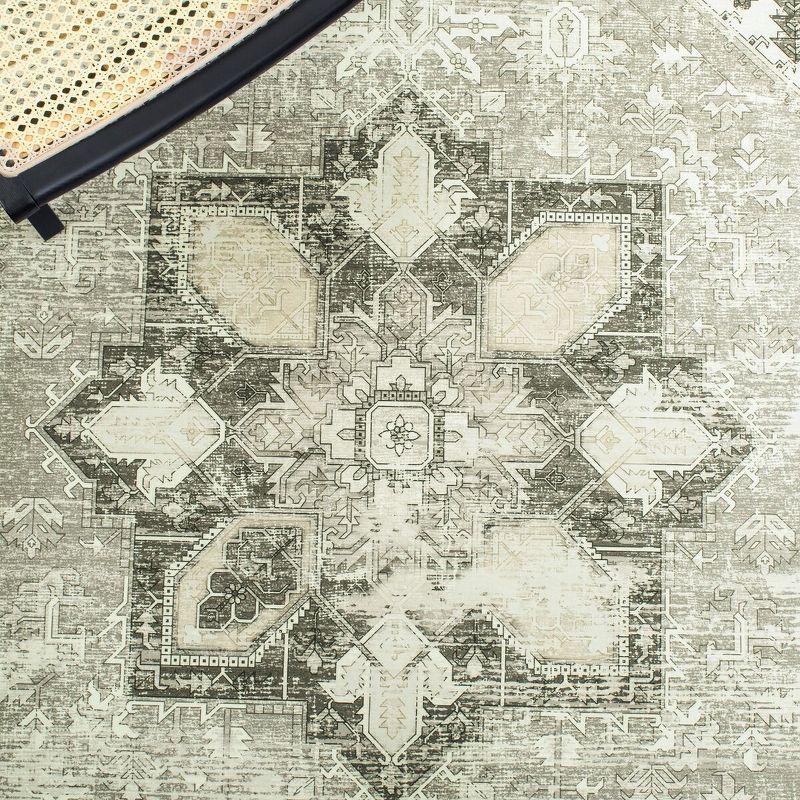 Tucson Vintage Persian TSN102 Power Loomed Machine Washable Skid-Resistant Indoor Area Rug - Dark Sage/Ivory - 5'x5' - Safavieh