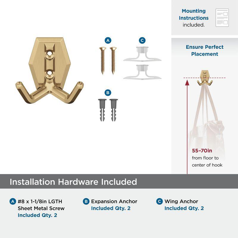 Benton Transitional Double Prong Decorative Wall Hook