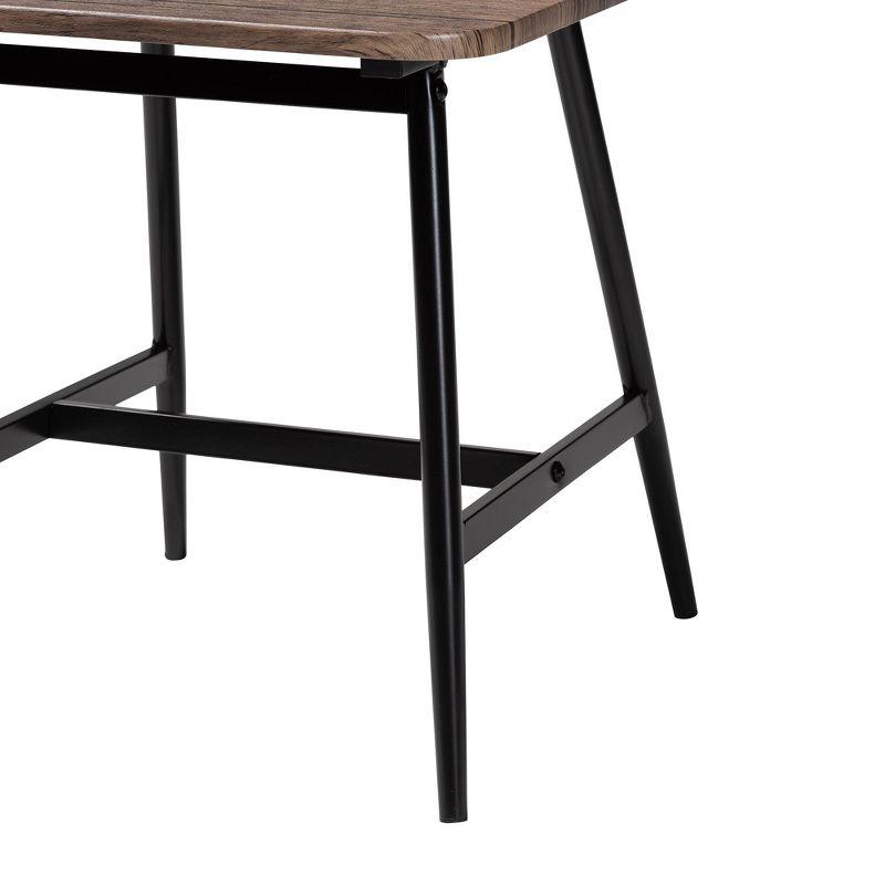 Baxton Studio Cardinal Industrial Dark Brown Wood and Metal 5-Piece Dining Set