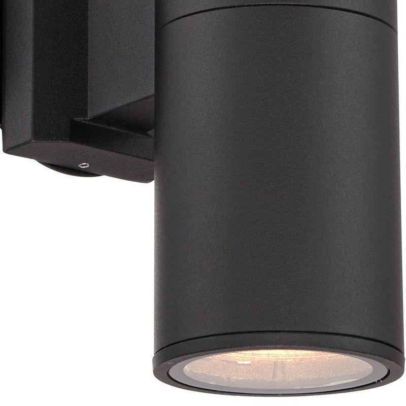 Possini Euro Design Modern Outdoor Wall Light Fixtures Set of 2 Black Aluminum 11 3/4" Glass Lens for Exterior House Porch Patio