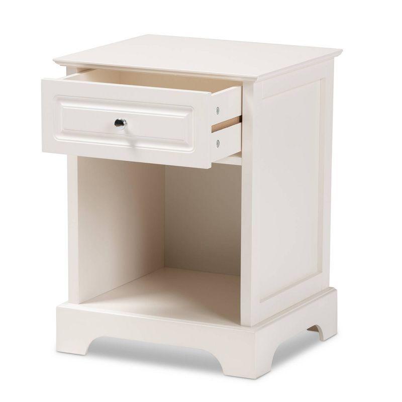 White Wood 1-Drawer Traditional Nightstand