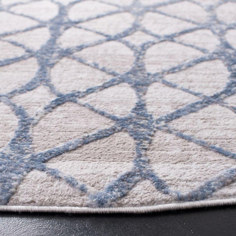 Amelia Grey and Blue Round Geometric Synthetic Rug