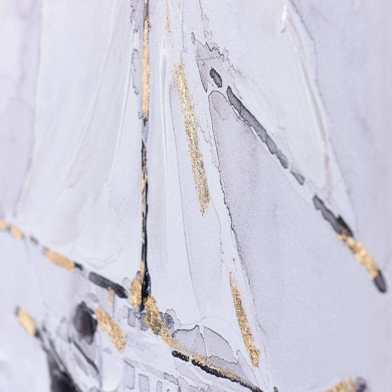 35"x24" Lifted Sail Hand Painted Framed Canvas Art Yellow - StyleCraft: Nautical Abstract Wall Decor