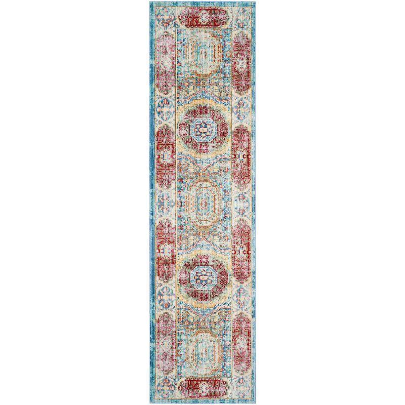 Valencia VAL111 Power Loomed Indoor Runner Rug - Blue/Multi - 2'3"x10' - Safavieh
