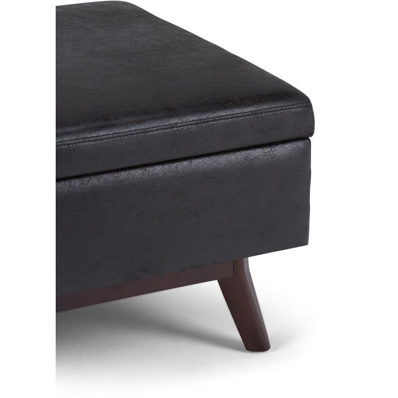 Simpli Home Owen 34"W Upholstered Coffee Table Storage Ottoman with Lift Top and Solid Wood Legs