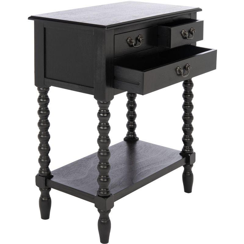 Athena Black Wood 3-Drawer Console Table with Storage