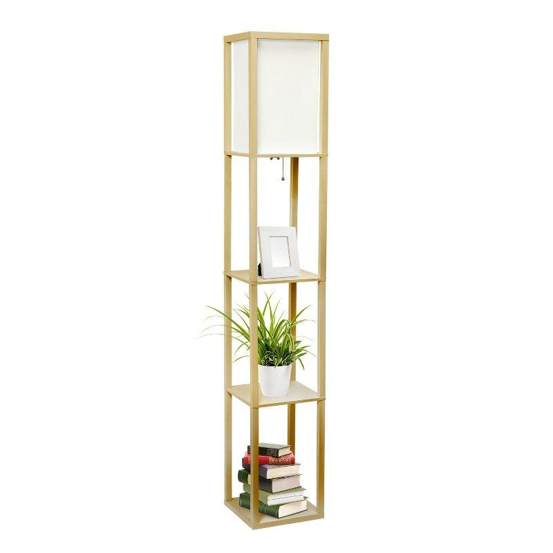 Column Shelf Floor Lamp with Linen Shade - Lalia Home