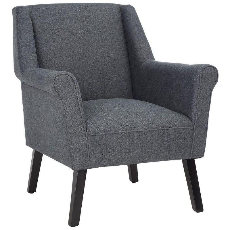 Videl Dark Grey Upholstered Accent Chair with Rolled Arms