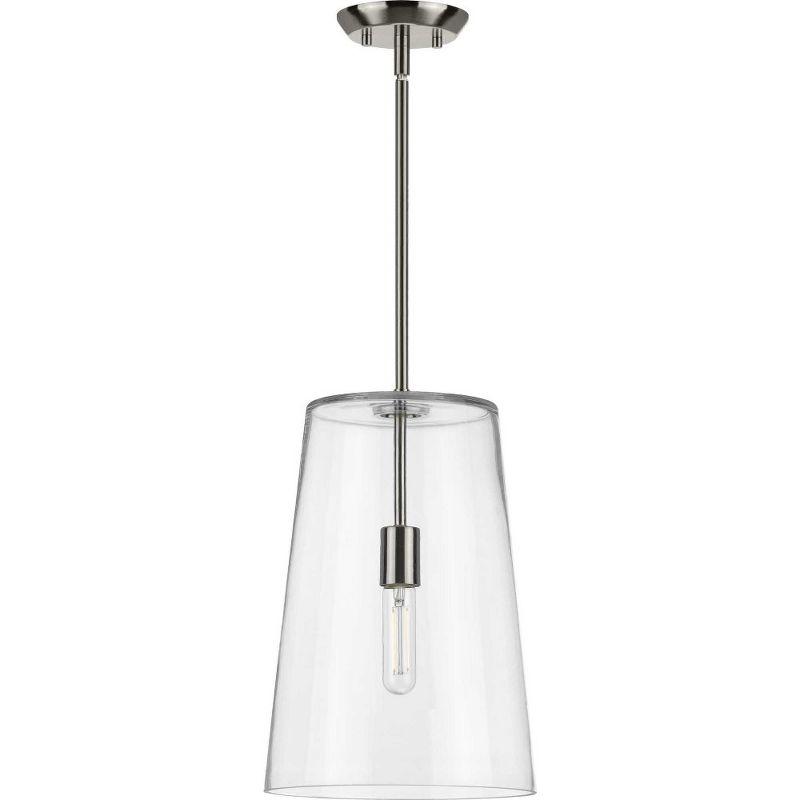 Progress Lighting Clarion 1-Light Pendant, Matte Black, Clear Glass Shade