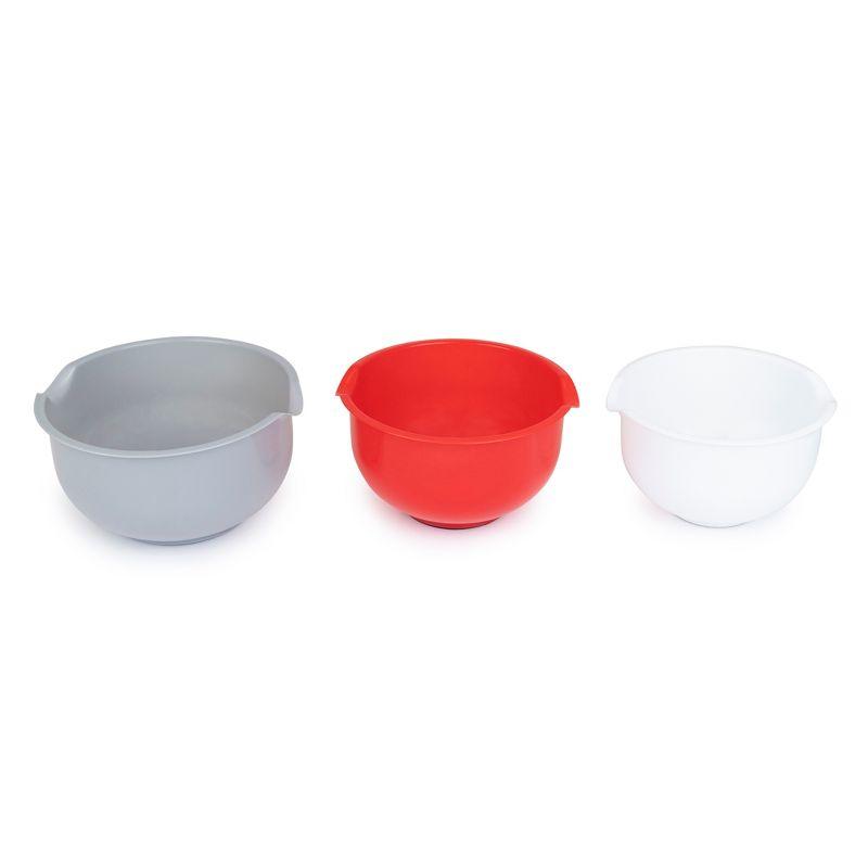 3 Piece Plastic Mixing Bowl Set with Non-Slip Base – 1.5L, 2L, 2.5L