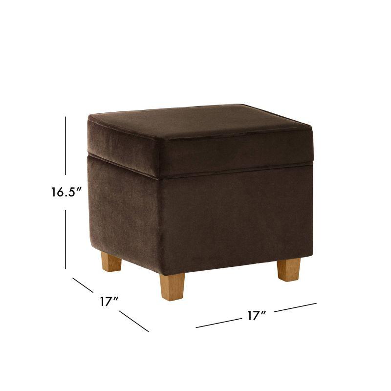 Cole Classics Square Storage Ottoman with Lift Off Top Chocolate Brown Velvet - HomePop