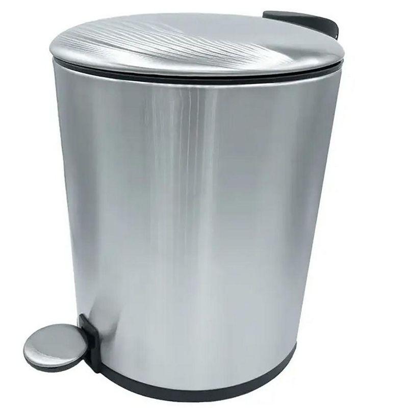 Home Mart Goods 10" Tall Chrome Stainless Steel Step Garbage Can With Removable Inner Bucket, Soft-close Metal Waste Basket With Foot Pedal