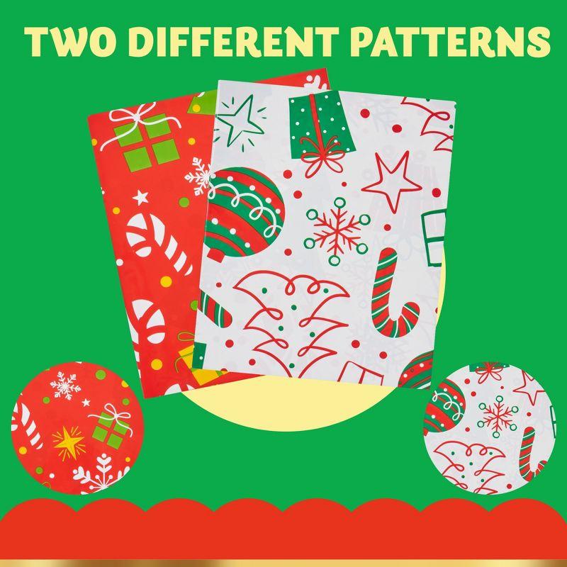 JOYFY 2 PCS Jumbo Christmas Bike Bags with Gift Tags - 72” x 60” Bags for Xmas Gift - Red + White