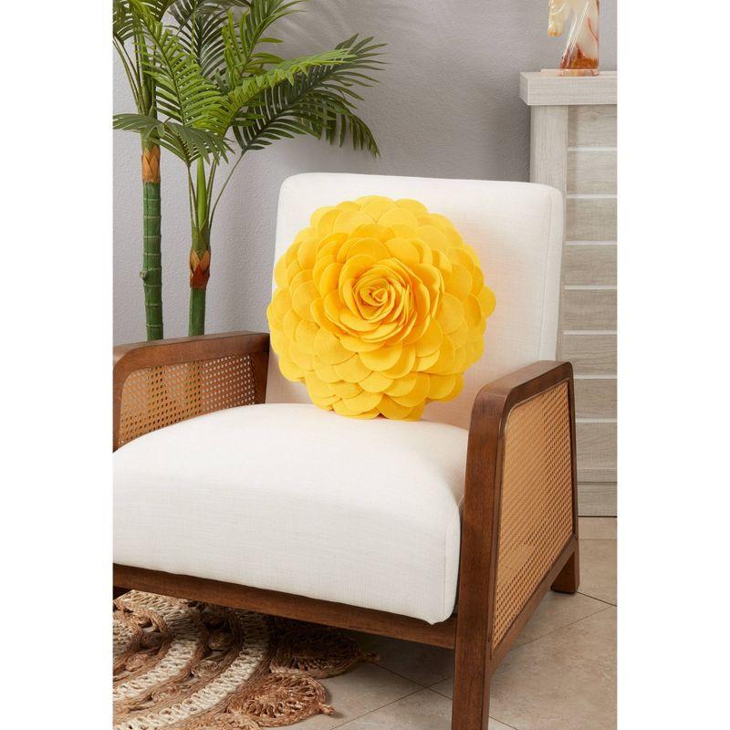 Gold Round Flower Design Felt Throw Pillow