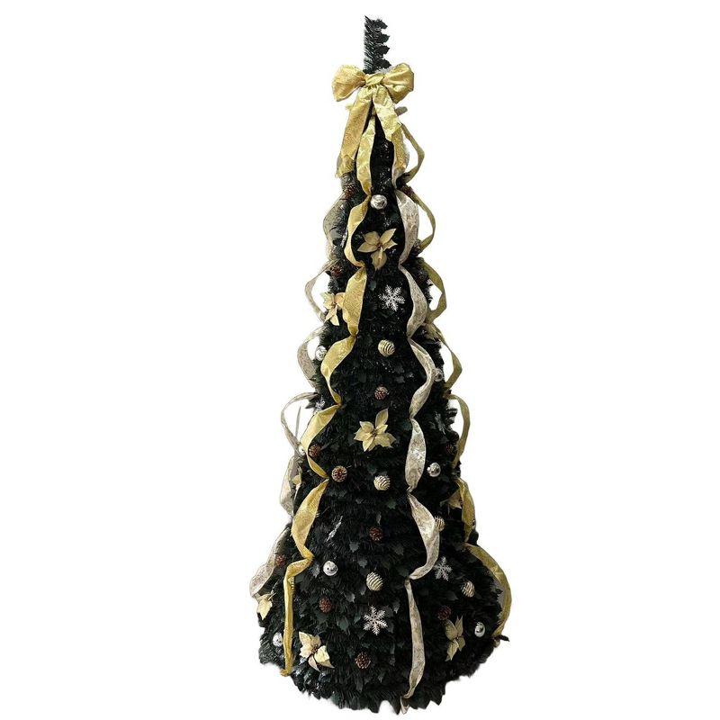 BrylaneHome Fully Decorated Pre-Lit 41/2' Pop-Up Christmas Tree - Silver Gold