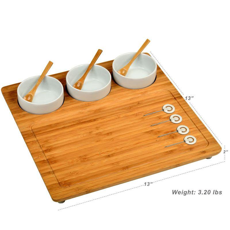 Picnic at Ascot Bamboo Charcuterie Board with Ceramic Dip Bowls