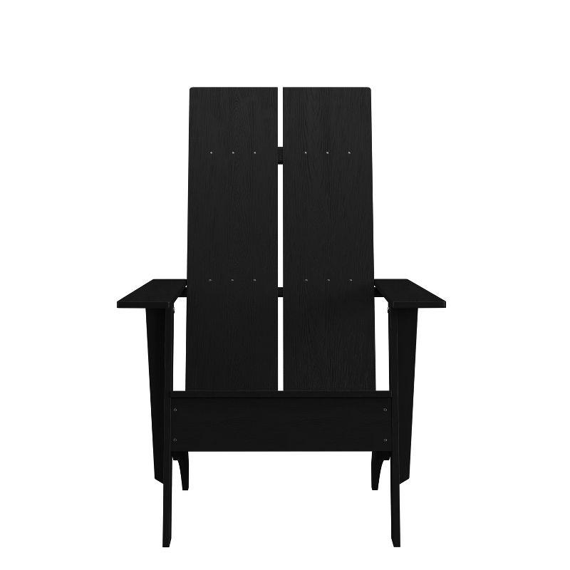 Merrick Lane Modern 2 Slat Back All-Weather Poly Resin Wood Adirondack Chair in Black