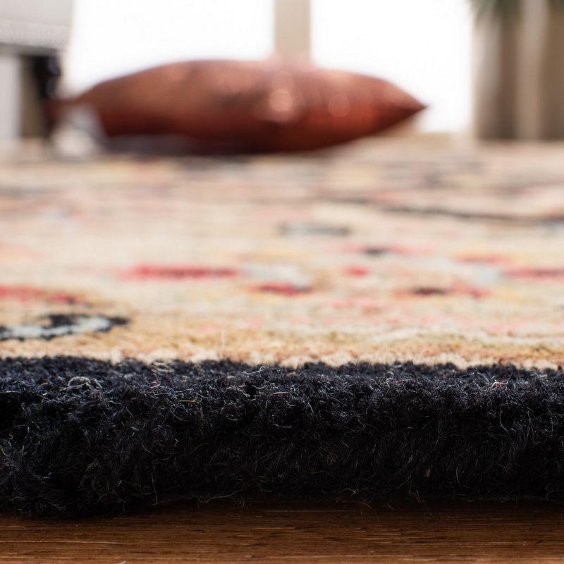 Elegant Heritage 42" Round Black Wool Hand-Tufted Rug