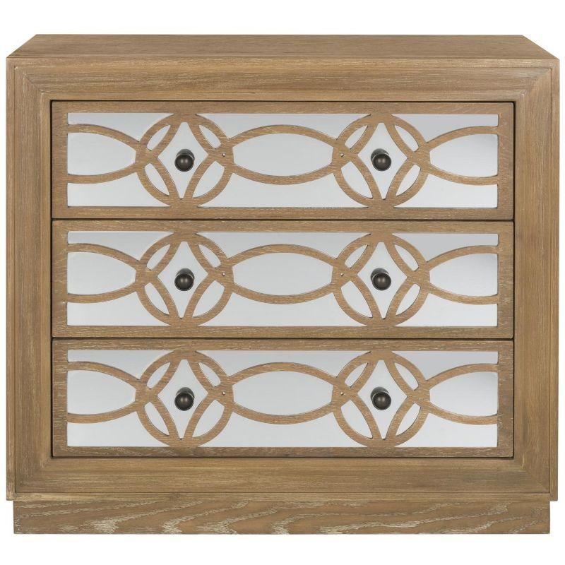 Catalina 3 Drawer Chest - CHS6400 - Rustic Oak/Mirror - Safavieh