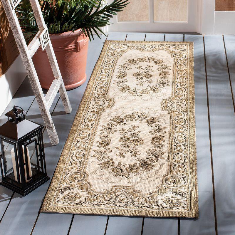 Courtyard CY7208 Power Loomed Indoor/Outdoor Runner Rug - Creme/Brown - 2'3"x10' - Safavieh.
