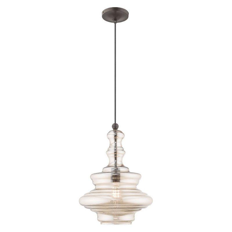 Livex Lighting Art Glass 1 - Light Pendant in  English Bronze