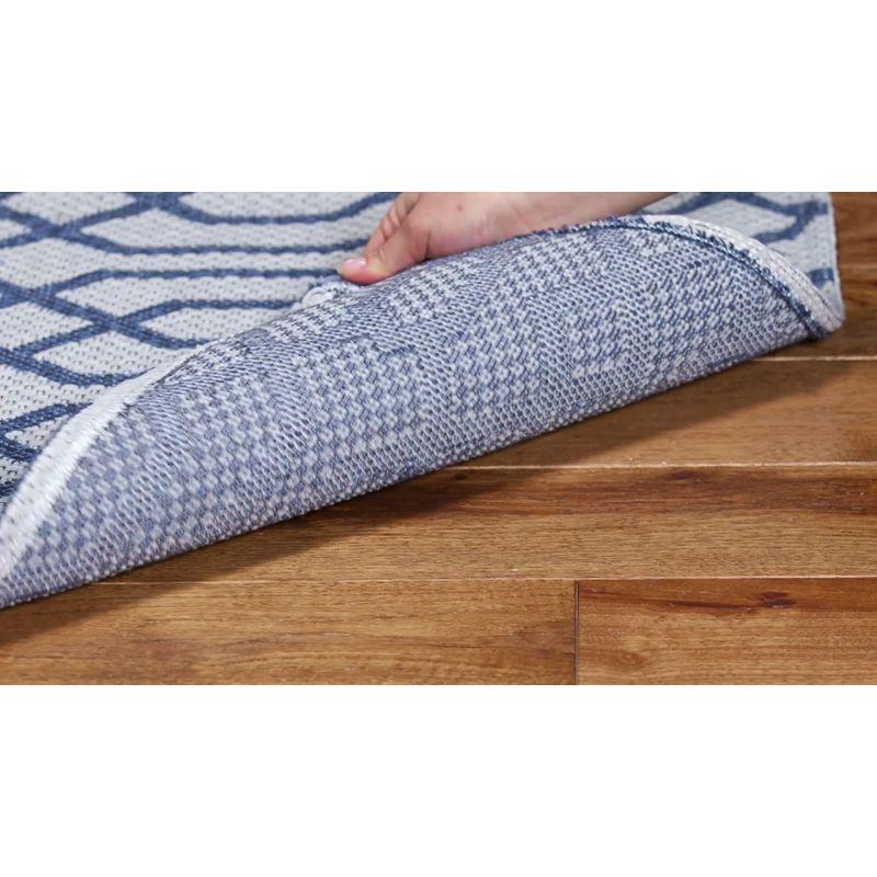 Augustine Geometric Flatweave Area Rug in Gray and Navy, 8'7" x 12'